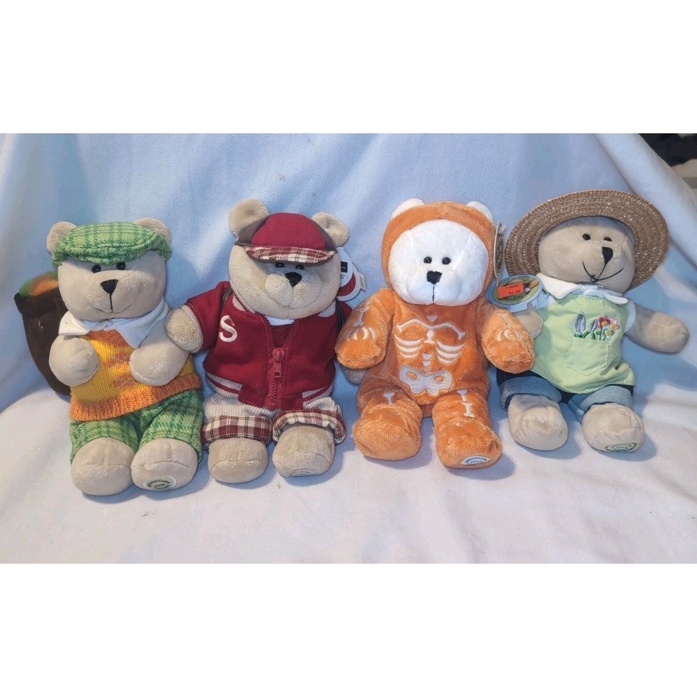 4x Starbucks Bearista Bears Back to School, Golfer, Glow Skeleton 10" Plush
